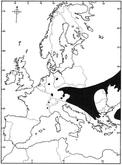 Coenagrion ornatum - oblasť rozšírenia