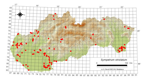 Sympetrum striolatum - výskyt na Slovensku